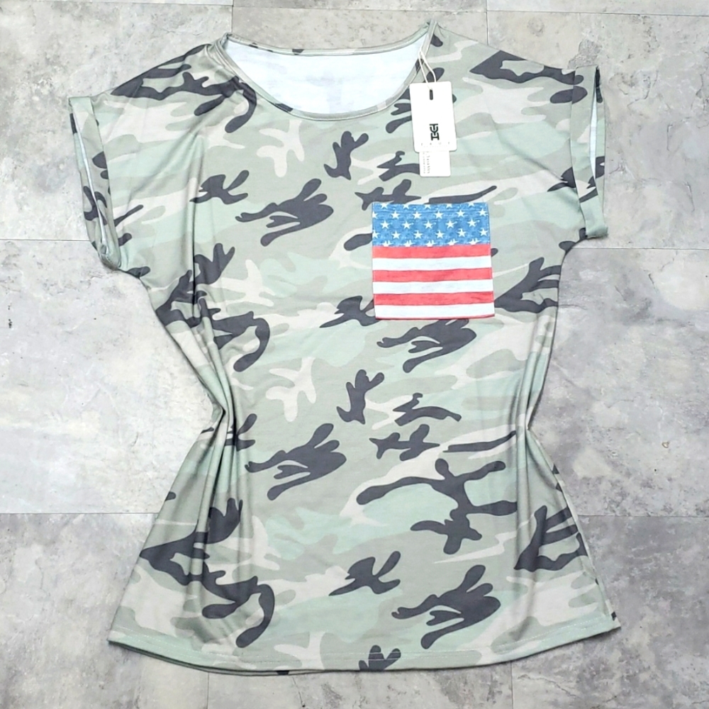 #10347-8 Women’s T-shirt short sleeve,Camouflage,XL.